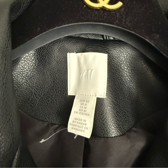 H&M women’s oversized biker moto faux leather jacket black size medium - Picture 8 of 8